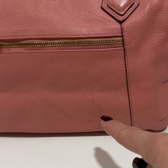 Ora Delphine Lola Dusty Pink Pebbled Leather Satchel Purse Bag - Picture 10 of 13